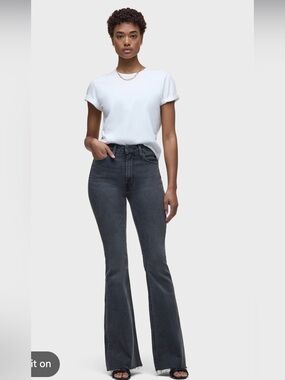 Hudson Holly High Rise Flare Jeans‎ Raw Hem Washed Black Size 27